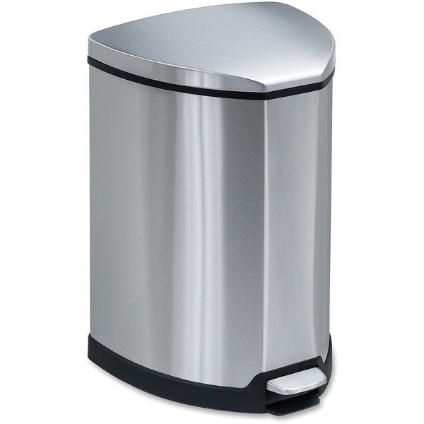 Safco 4 gal Hands-free Step-on Stainless Receptacle, Stainless Steel, Steel SAF9685SS